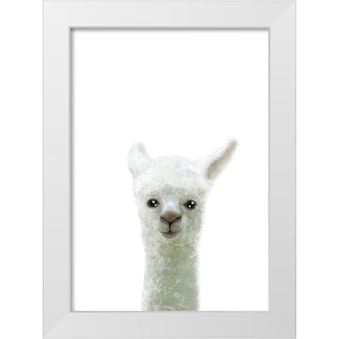 Llama White Modern Wood Framed Art Print by Uppsala Studio