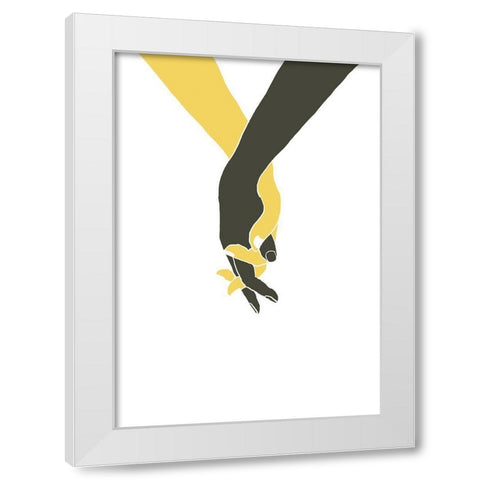 Holding Hands White Modern Wood Framed Art Print by Uppsala Studio