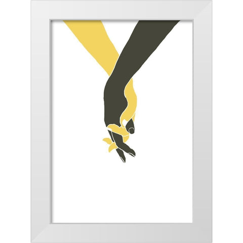 Holding Hands White Modern Wood Framed Art Print by Uppsala Studio