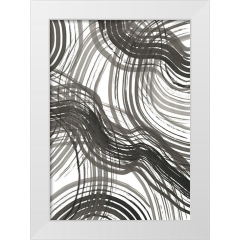 Abstract Ink White Modern Wood Framed Art Print by Uppsala Studio