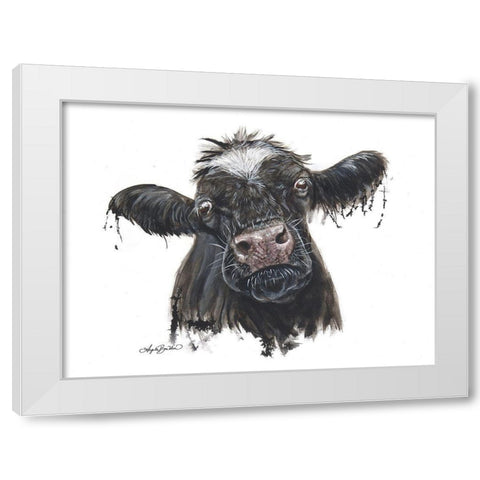 Doris the Dairy Cow White Modern Wood Framed Art Print by Bawden, Angela