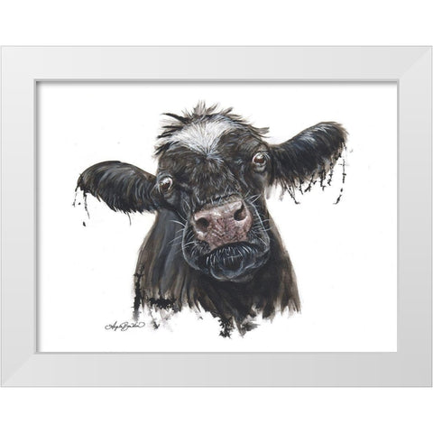 Doris the Dairy Cow White Modern Wood Framed Art Print by Bawden, Angela