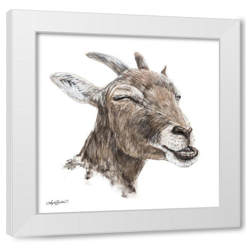 Bill the Goat White Modern Wood Framed Art Print by Bawden, Angela