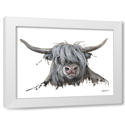 Lucy the Highland Cow White Modern Wood Framed Art Print by Bawden, Angela