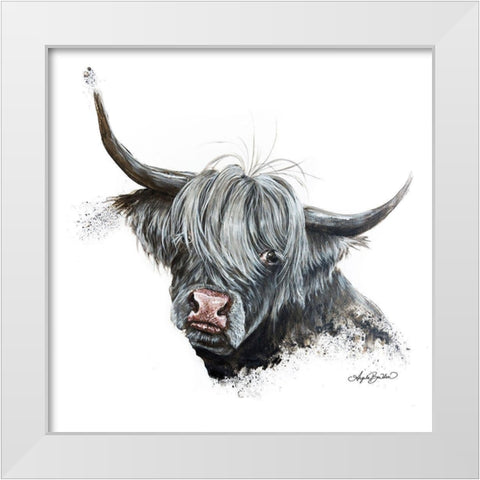 Bashful Cow White Modern Wood Framed Art Print by Bawden, Angela