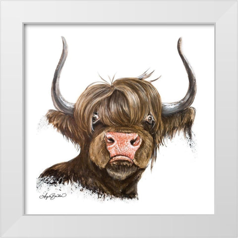 Clarabelle the Highland Cow White Modern Wood Framed Art Print by Bawden, Angela