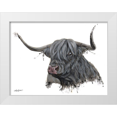 Ethel the Highland Cow White Modern Wood Framed Art Print by Bawden, Angela