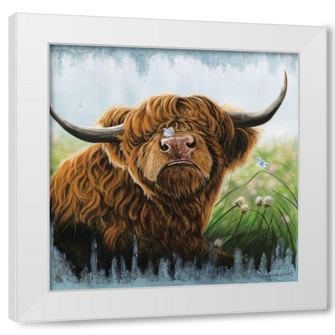 Butterfly Kisses White Modern Wood Framed Art Print by Bawden, Angela