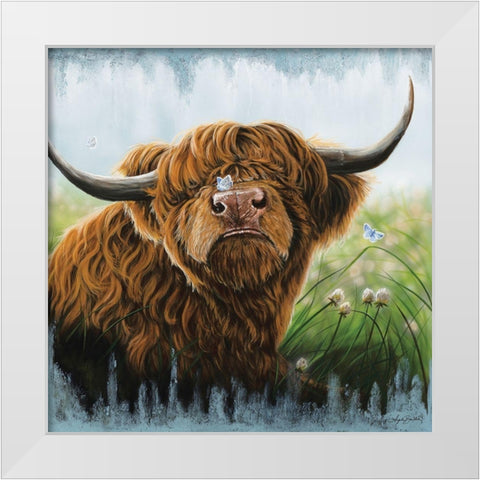 Butterfly Kisses White Modern Wood Framed Art Print by Bawden, Angela