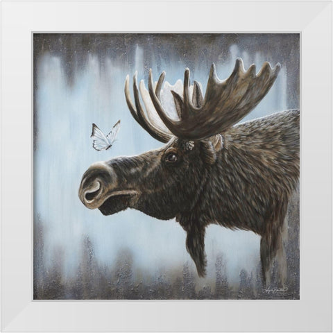 Butterfly Whispers White Modern Wood Framed Art Print by Bawden, Angela