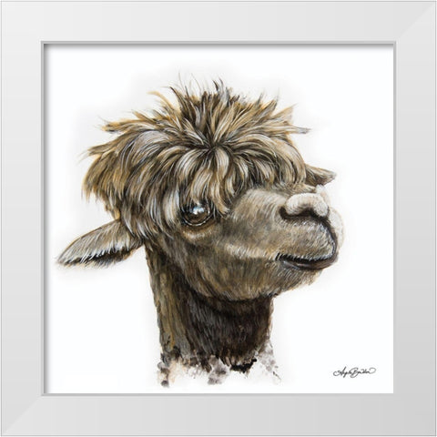 Skippy the Alpaca White Modern Wood Framed Art Print by Bawden, Angela