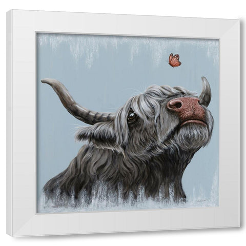 Sniffles White Modern Wood Framed Art Print by Bawden, Angela