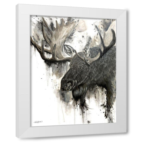Bull Moose    White Modern Wood Framed Art Print by Bawden, Angela