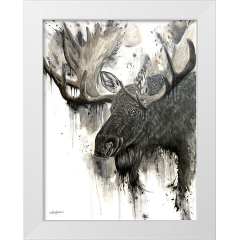 Bull Moose    White Modern Wood Framed Art Print by Bawden, Angela
