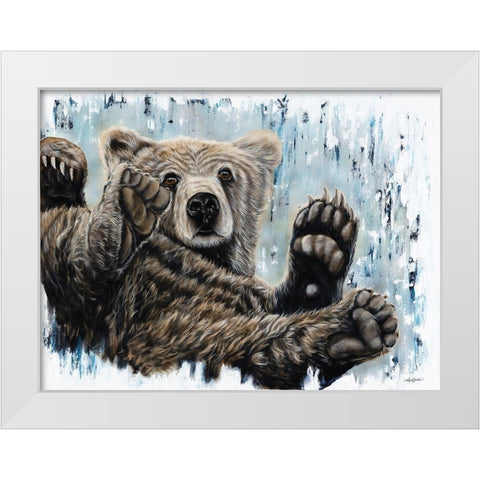 Joy Bear White Modern Wood Framed Art Print by Bawden, Angela