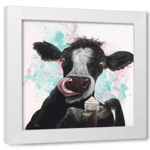 Moo Latte White Modern Wood Framed Art Print by Bawden, Angela