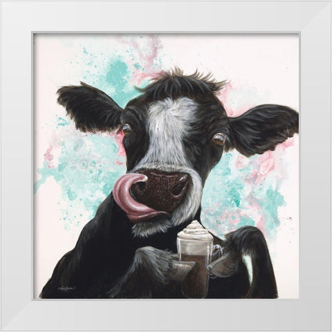 Moo Latte White Modern Wood Framed Art Print by Bawden, Angela