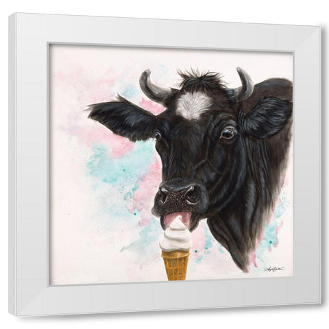 Moo Creama Licious White Modern Wood Framed Art Print by Bawden, Angela