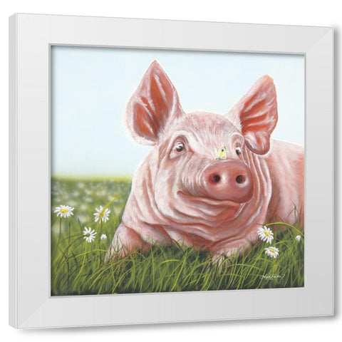 Slim Daisy White Modern Wood Framed Art Print by Bawden, Angela