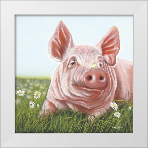 Slim Daisy White Modern Wood Framed Art Print by Bawden, Angela