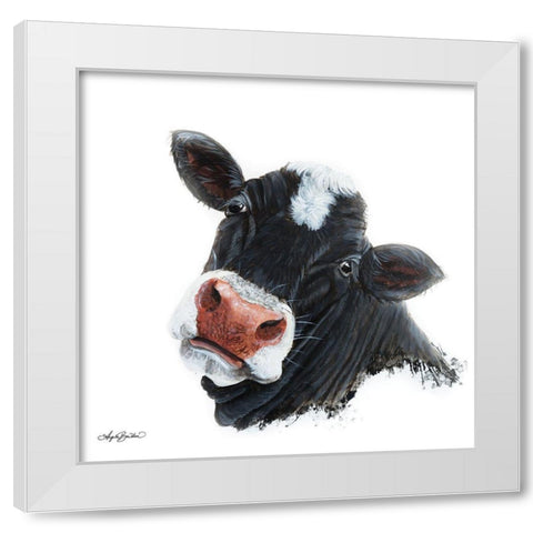Sappy Face Cow White Modern Wood Framed Art Print by Bawden, Angela