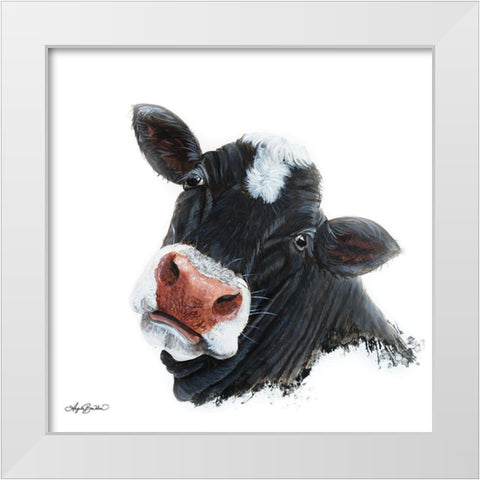 Sappy Face Cow White Modern Wood Framed Art Print by Bawden, Angela