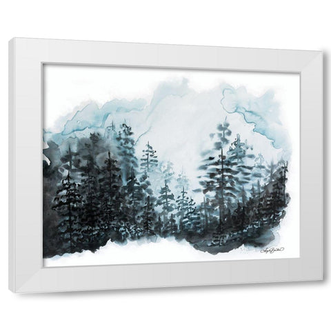 Blue Pine Forest I White Modern Wood Framed Art Print by Bawden, Angela