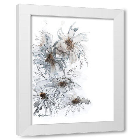 Abstract Flowers White Modern Wood Framed Art Print by Bawden, Angela