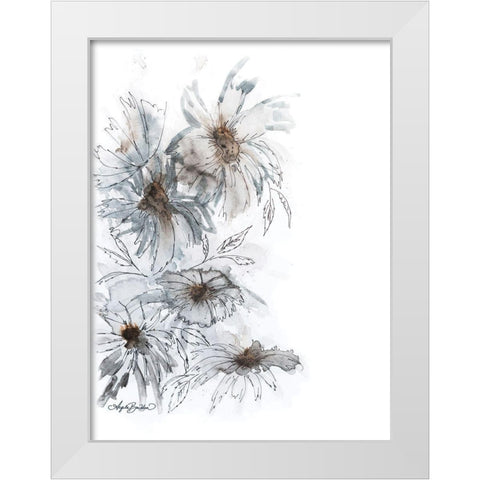Abstract Flowers White Modern Wood Framed Art Print by Bawden, Angela