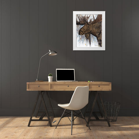 Brawny Bull White Modern Wood Framed Art Print by Bawden, Angela