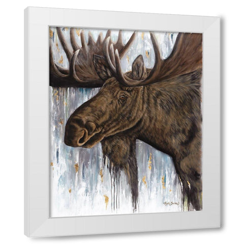 Brawny Bull White Modern Wood Framed Art Print by Bawden, Angela