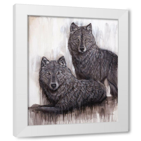 Wolf Pair White Modern Wood Framed Art Print by Bawden, Angela