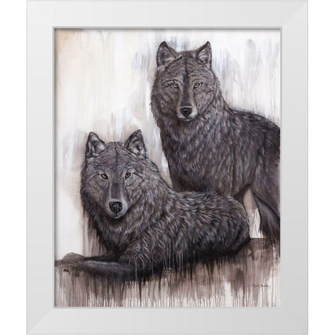 Wolf Pair White Modern Wood Framed Art Print by Bawden, Angela