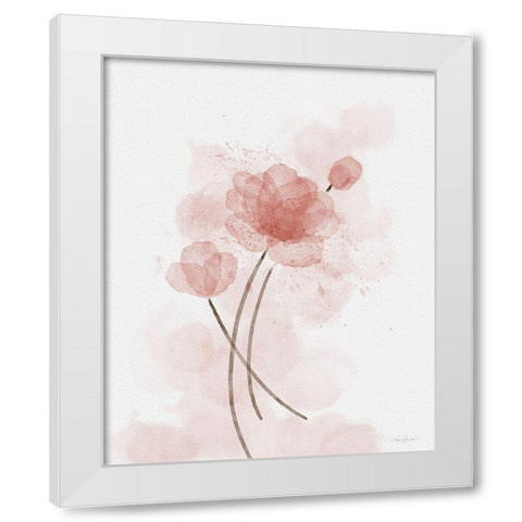 Pink Posies White Modern Wood Framed Art Print by Bawden, Angela