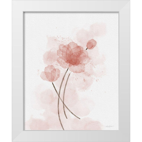 Pink Posies White Modern Wood Framed Art Print by Bawden, Angela
