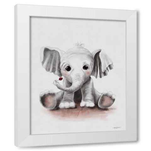 Lolli the Baby Elephant White Modern Wood Framed Art Print by Bawden, Angela