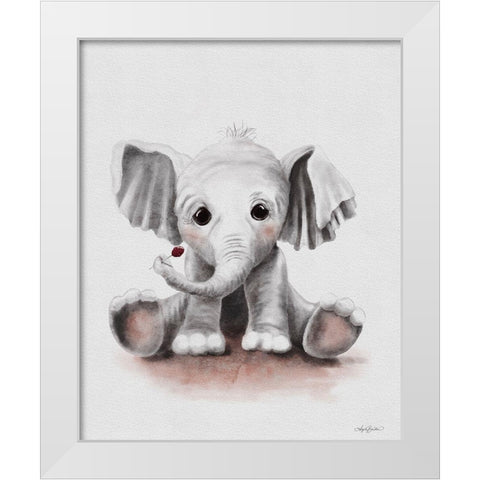 Lolli the Baby Elephant White Modern Wood Framed Art Print by Bawden, Angela