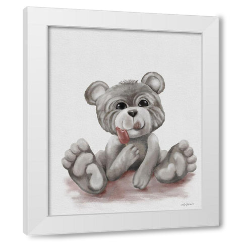 Ellie the Baby Bear White Modern Wood Framed Art Print by Bawden, Angela