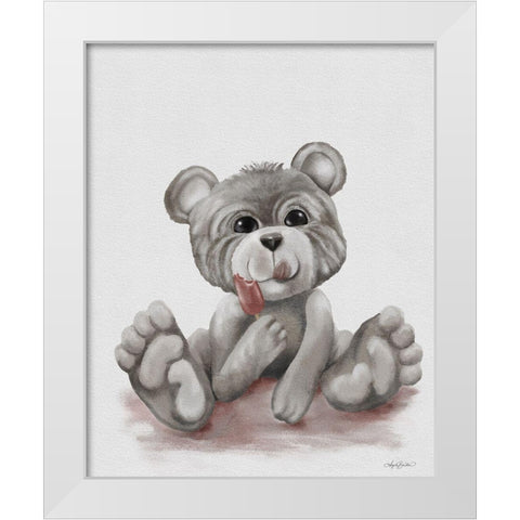 Ellie the Baby Bear White Modern Wood Framed Art Print by Bawden, Angela
