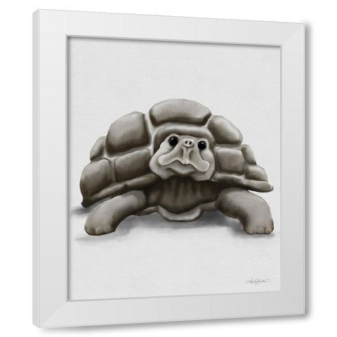 Torty the Turtle White Modern Wood Framed Art Print by Bawden, Angela