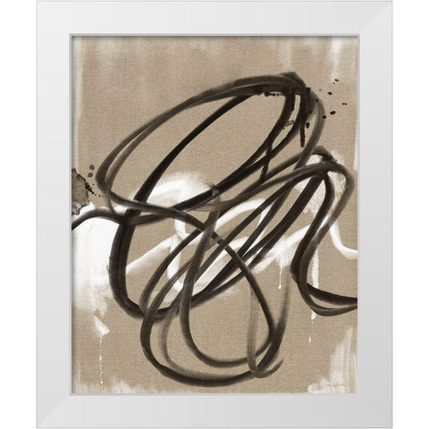 Mocha Linen Abstract White Modern Wood Framed Art Print by Bawden, Angela