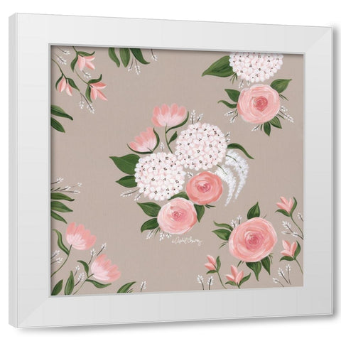 Pink and White Floral    White Modern Wood Framed Art Print by Chavez, April