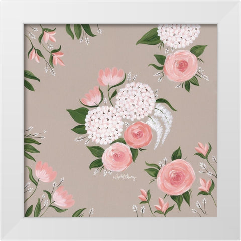 Pink and White Floral    White Modern Wood Framed Art Print by Chavez, April