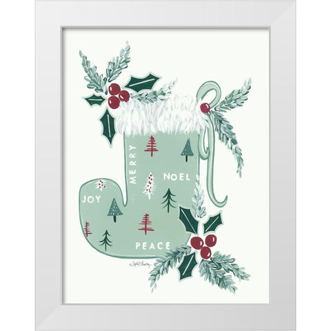 Christmas Stocking White Modern Wood Framed Art Print by Chavez, April