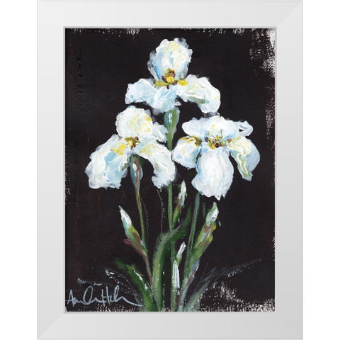 Contrasting Irises White Modern Wood Framed Art Print by Hilburn, Amanda