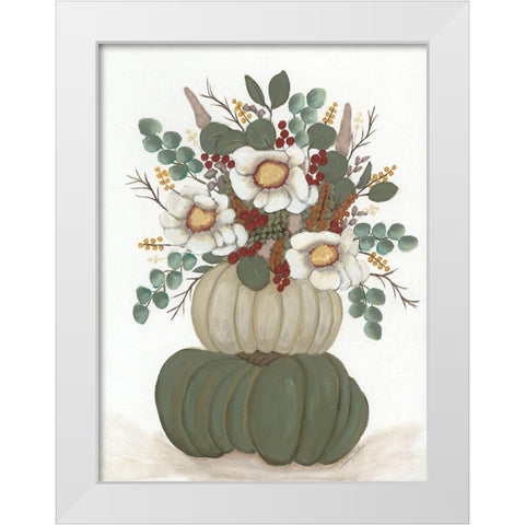 Floral Pumpkin Stack White Modern Wood Framed Art Print by Justice, Ashley