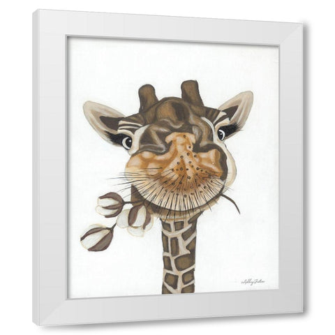 Giraffe with Cotton White Modern Wood Framed Art Print by Justice, Ashley