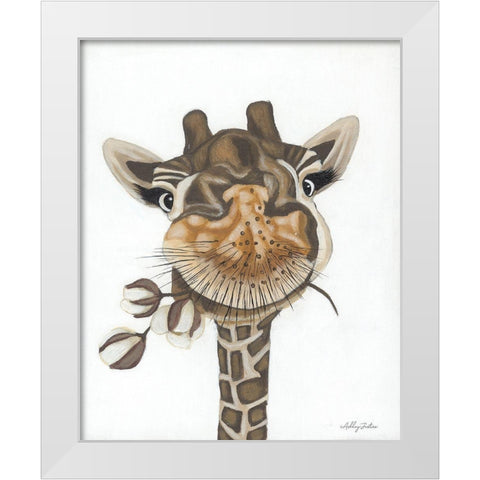 Giraffe with Cotton White Modern Wood Framed Art Print by Justice, Ashley