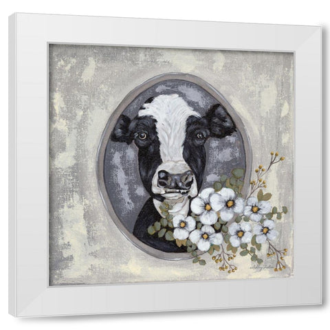 Framed Cow White Modern Wood Framed Art Print by Justice, Ashley