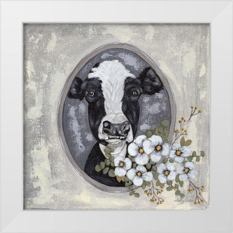 Framed Cow White Modern Wood Framed Art Print by Justice, Ashley